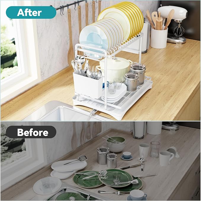 Simple Trending Dish Drying Rack, 2-Tier Dish Rack - Image 5