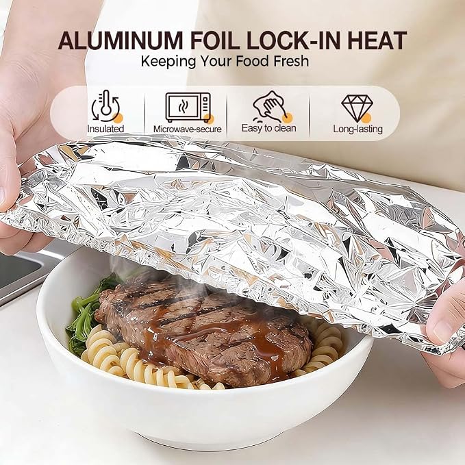 2026 New Reusable Aluminum Foil Food Covers, Pop Up Tin Foil Food Insulation - Image 2