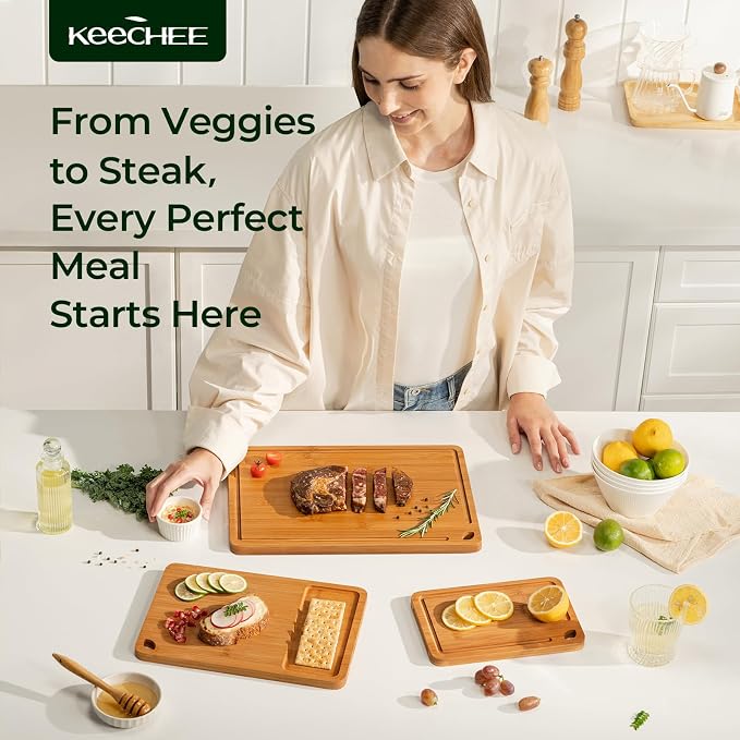 Keechee Bamboo Cutting Board, Durable Wood Cutting Boards - Image 4