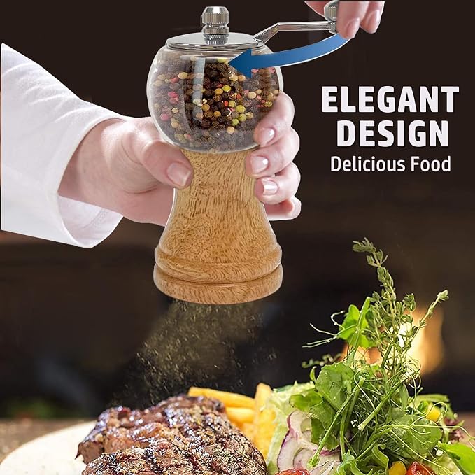 Salt and Pepper Grinder Set Manual Pepper Mill Set Classical Hand Shake Wooden - Image 6
