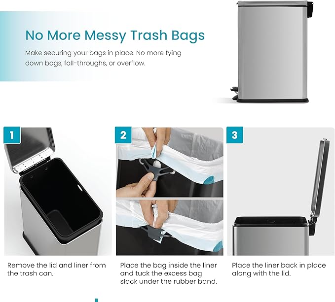 Home Zone Living 4 Gallon Slim Kitchen Trash Can - Image 6