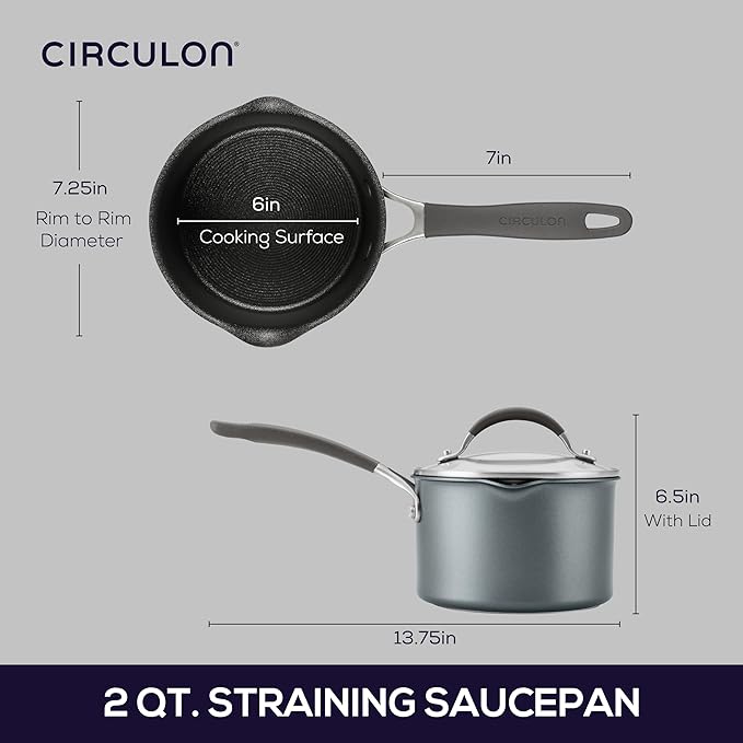 Circulon A1 Series w/ScratchDefense Nonstick Induction Straining 2qt SaucePan - Image 2
