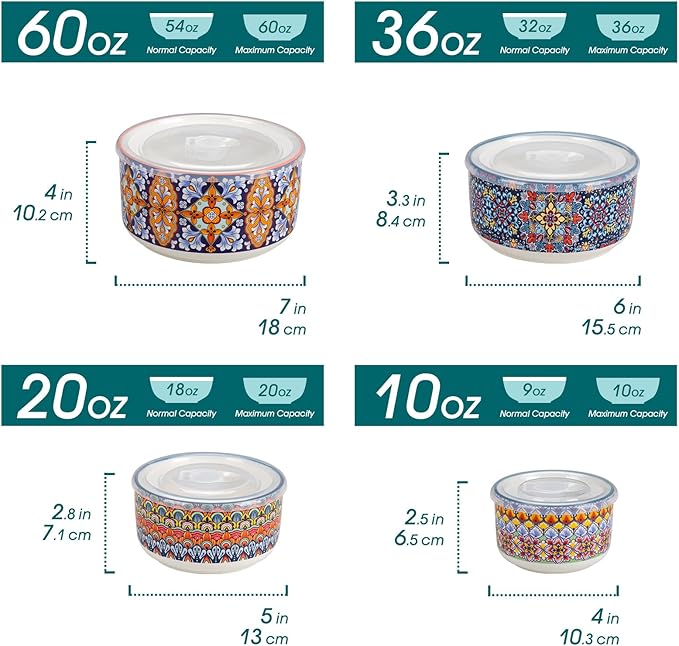 vancasso Serving Bowls with Lids Set of 4, Ceramic Nesting Mixing Bowls - Image 2