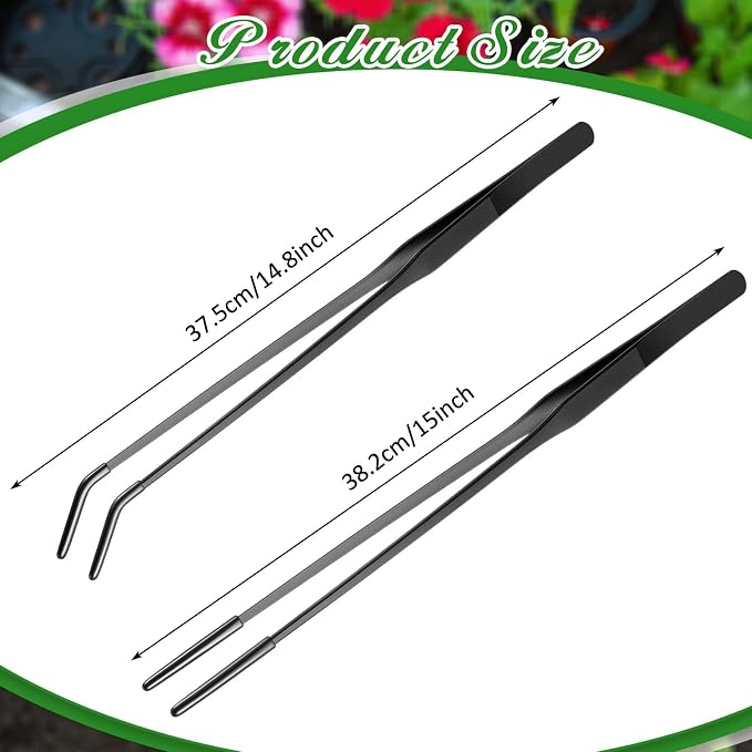 Lasnten 2 Pcs Extra Long Stainless Steel Reptile Feeding Tongs - Image 2