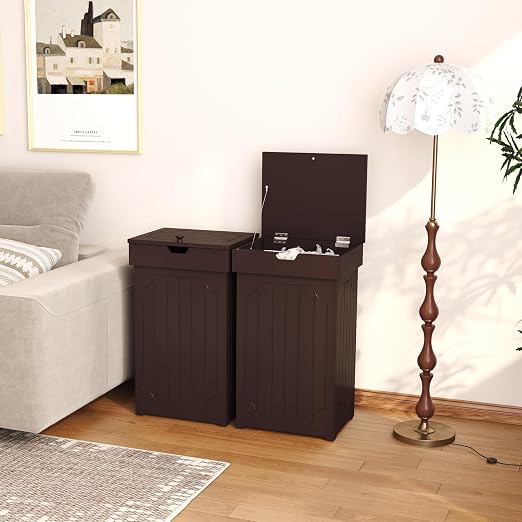 Function Home Trash Can Cabinet, 13 Gallon Kitchen Garbage Can, Wood Recycling - Image 4