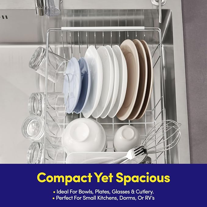 Dish Drying Rack Over The Sink Expandable to 24.5" Dish Drainer — Space-Saving - Image 6