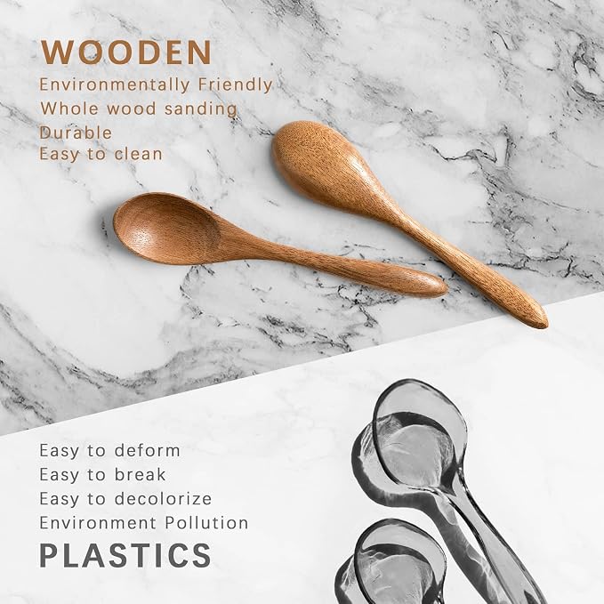 2 PCS Small Wooden Spoons, 5.8 Inch Honey Spoons - Image 3