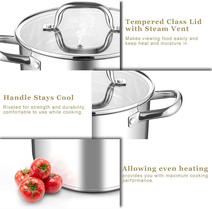 Leonyo Small Stock Pot, 4 Quart StockPot - Image 6