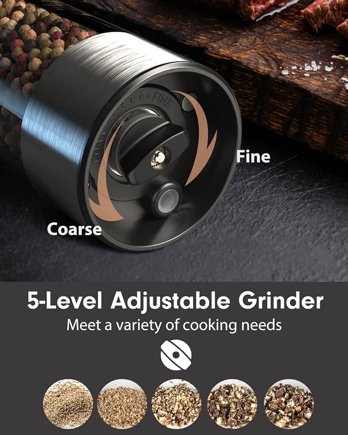 TOMEEM Upgraded Larger Capacity Electric Salt and Pepper Grinder Set - Image 4