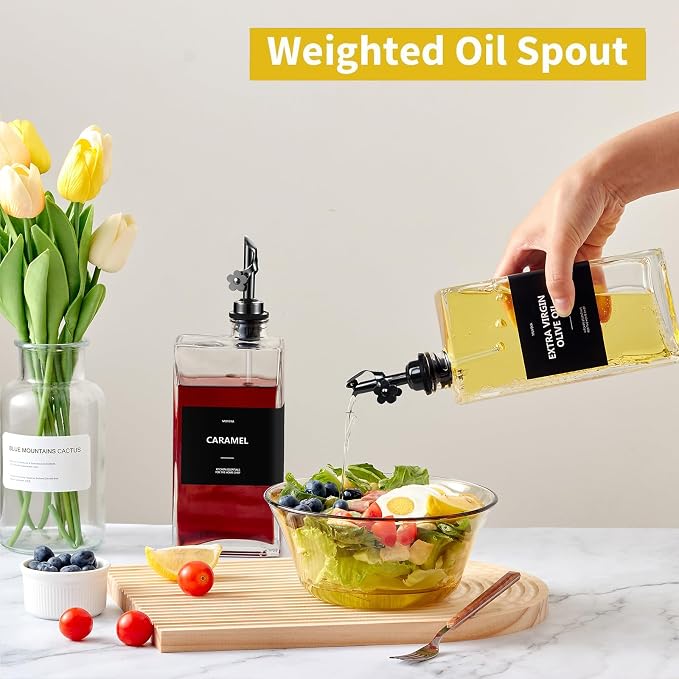 Olive Oil Dispenser Bottle for Kitchen, 16.9 oz/ 500 ml Vinegar Dispenser - Image 2