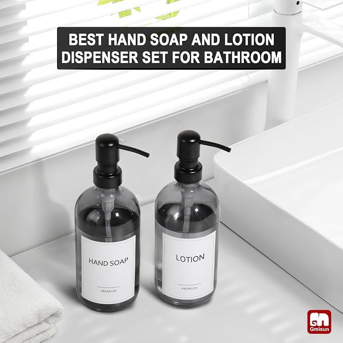 GMISUN Black Soap Dispenser, 2 Pack Hand Soap Dispensers - Image 5
