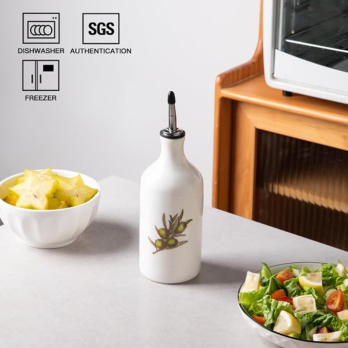 Sweejar Ceramic Olive Oil Dispenser Bottle, Opaque Oil Cruet Protects to Reduce - Image 2