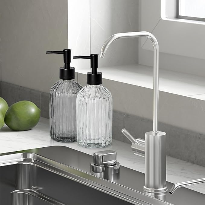 Black & Clear Glass Soap Dispenser - Image 5