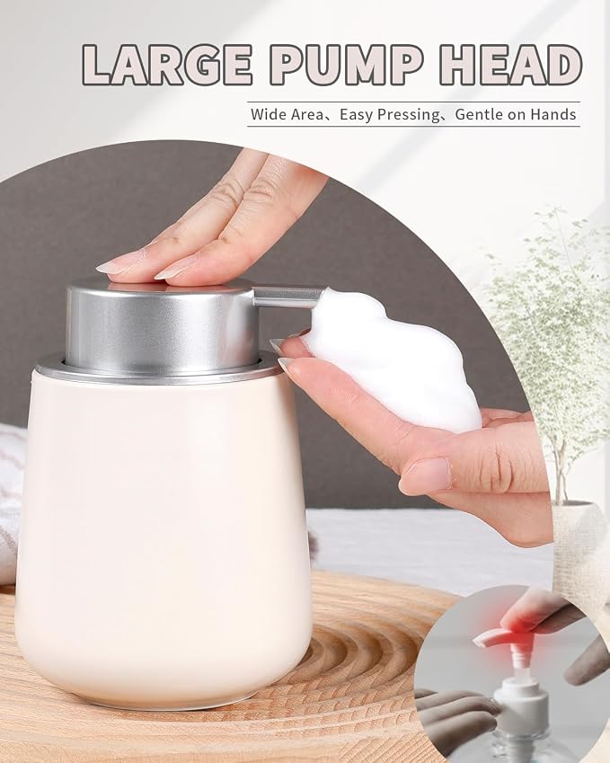 Bosilunlife Ceramic Foaming Soap Dispenser - 12Oz Bathroom Countertop Kitchen - Image 2