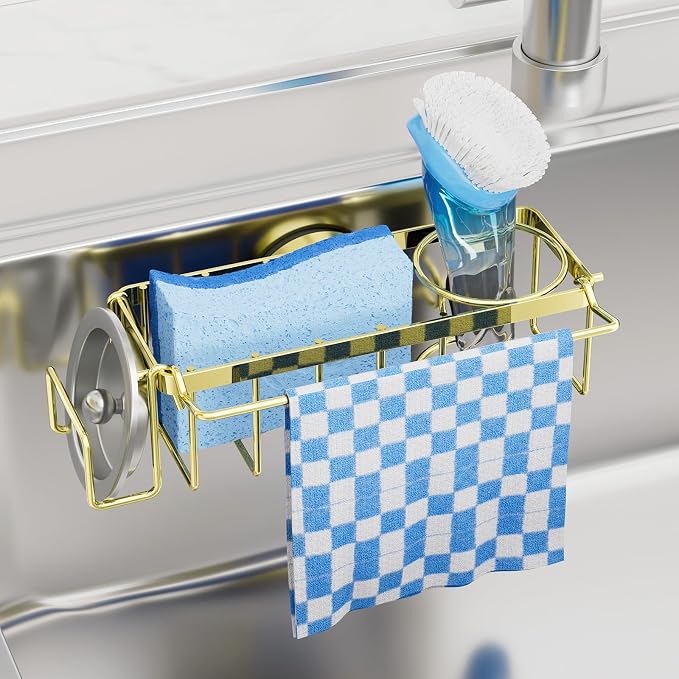 TAILI 4-in-1 Sink Caddy with Strong Suction Cup, Sponge Holder by TAILI