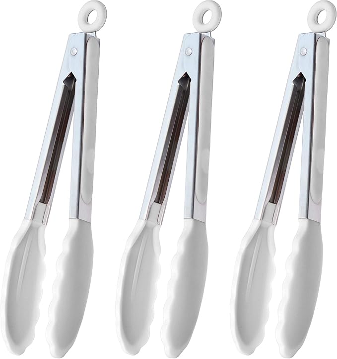 HINMAY Silicone Kitchen Tongs 9-Inch Stainless Steel Basics Tongs by HINMAY