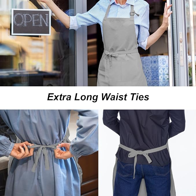 15 Pcs Adult Aprons Bulk with Pockets Adjustable Bib Chef Apron - Image 4