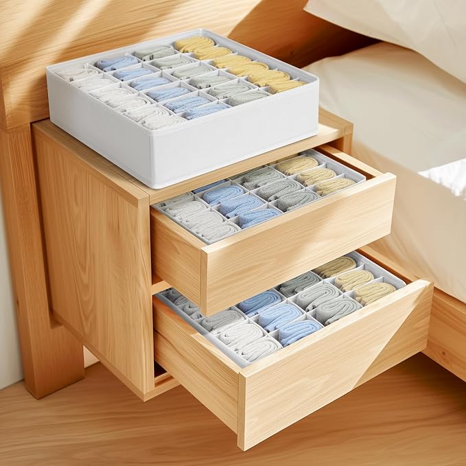 Joyoldelf Sock Drawer Organizer Divider Underwear Organizer 24-cell Fabric - Image 4