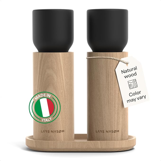 LARS NYSØM Wooden Salt and Pepper Grinder Set Manual by LN