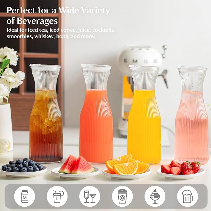 INSETLAN 1 Liter Ribbed Glass Carafe - Image 8