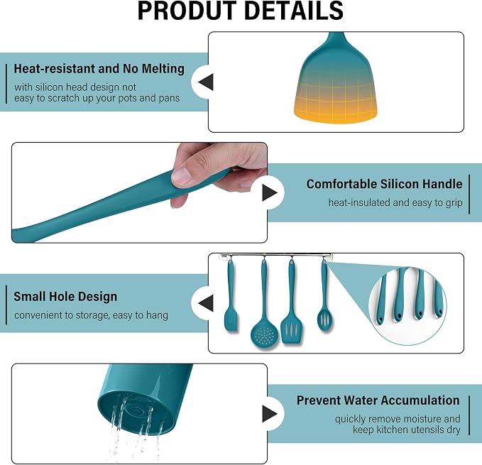 HaWare 11 PCS Silicone Cooking Utensils Set, Heat Resistant Kitchen Utensils - Image 4