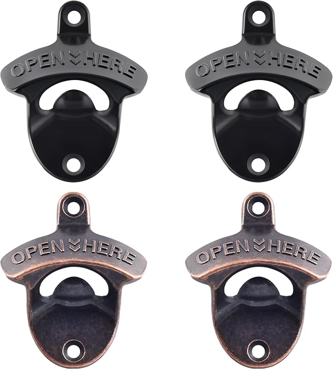 Rustproof Wall Mounted Beer Opener Black, Retro Post Mounted Soda Bottle Cap by Wallmountedbottleopener
