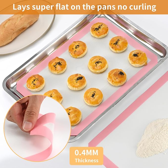 Luckyiren 2-Pack Silicone Baking Mats – Non-Stick Reusable BPA-Free Oven Liners - Image 3