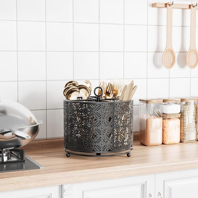 YIUKEA 360° Rotating Utensil Caddy Countertop - Image 2