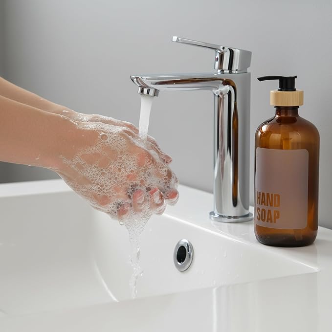 SAVVY & SORTED Amber Glass Hand Soap Dispenser - Image 7
