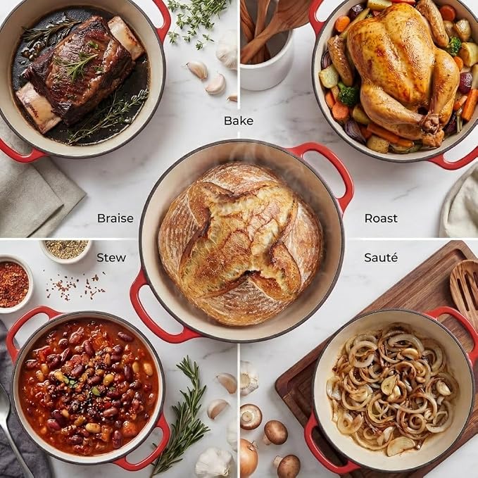 Zulay Kitchen 6.4QT Enameled Cast Iron Dutch Oven Pot - Image 2