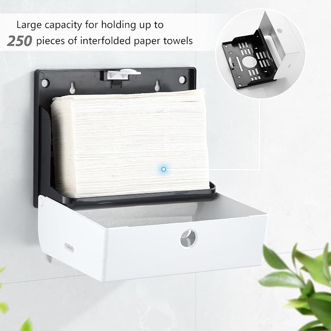 Paper Towel Dispenser for Home Bathroom: Modunful White ABS Multifold Paper - Image 3