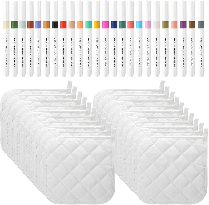 40 Pcs Pot Holder Bulk for Craft Set Including 16 White Pot Holders Oven Mitts by Unknown