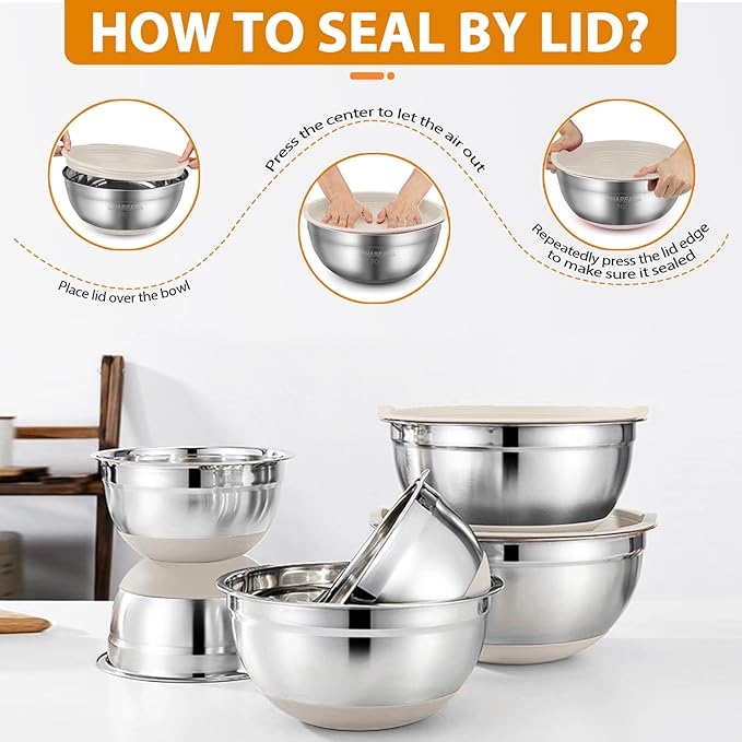 CHAREADA Mixing Bowls with Airtight Lids, Size 4.5, 0.7 qt, Fit - Image 4