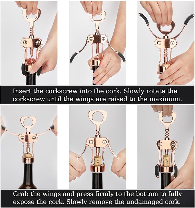 KORCCI Wine Opener, Heavy-Duty Zinc Alloy Wing Corkscrew, Premium Beer Bottle - Image 7