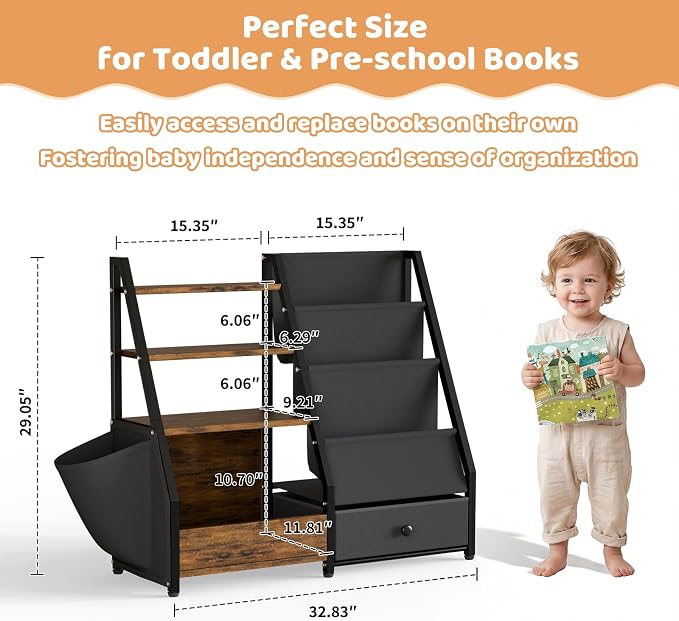 HAVLOTII Kids Bookshelf and Toy Storage - Image 2