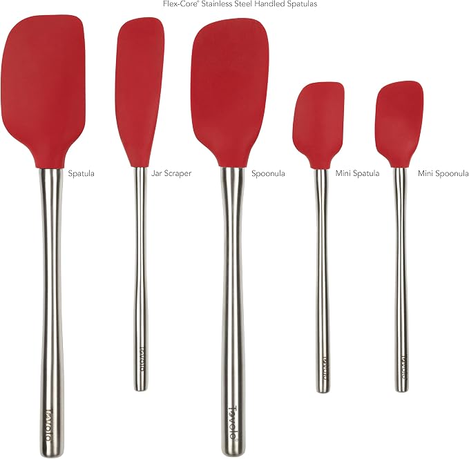 Tovolo Stainless Steel Handled Silicone Spatula Set of 5 Cayenne Red, - Image 3