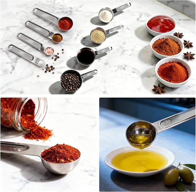 Stainless Steel Measuring Cups and Spoons Set, Dry & Liquid Dishwasher Safe - Image 7