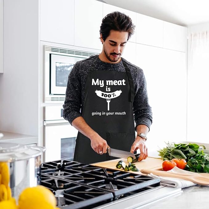 Rosoz Funny BBQ Black Chef Aprons - Image 6