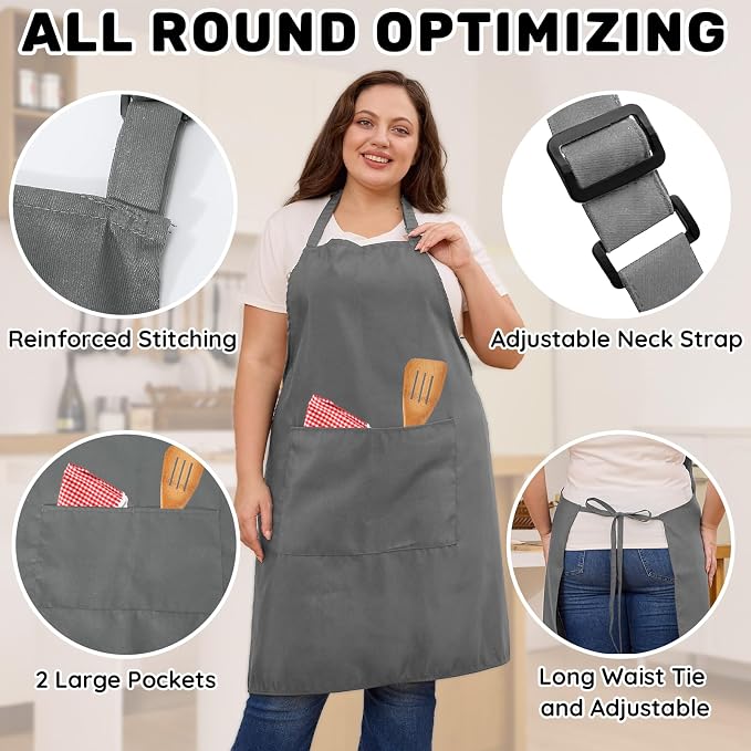 2 Pcs Plus Size Chef Apron, Unisex Professional Apron - Image 5