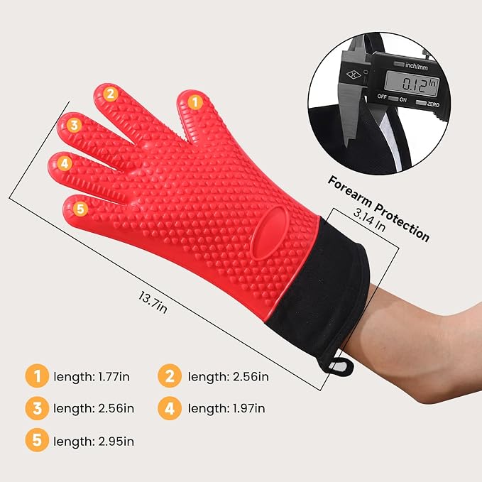 GEEKHOM BBQ Gloves Heat Resistant Oven Mitts - Image 8