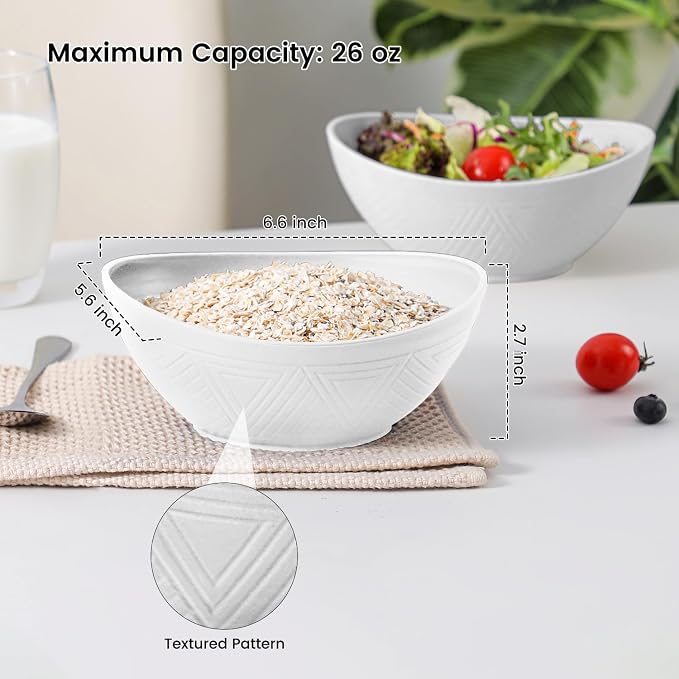 Wheat Straw Bowls Set of 4, Unbreakable Plastic Bowls Reusable, Microwave Safe - Image 2