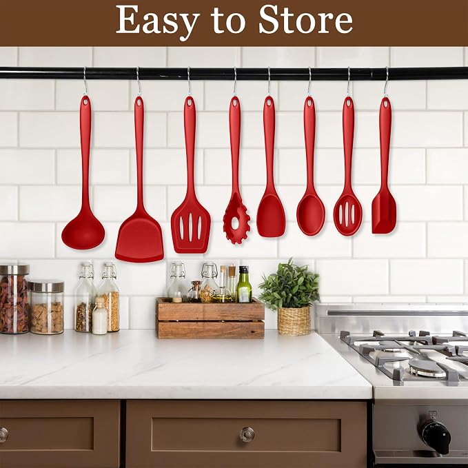 LIANYU 8-Piece Kitchen Utensils Set, Silicone Cooking Utensil Spatula Sets - Image 7