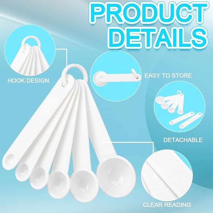 Frienda 20 Pieces White Plastic Measuring Cup Spoons - Image 3