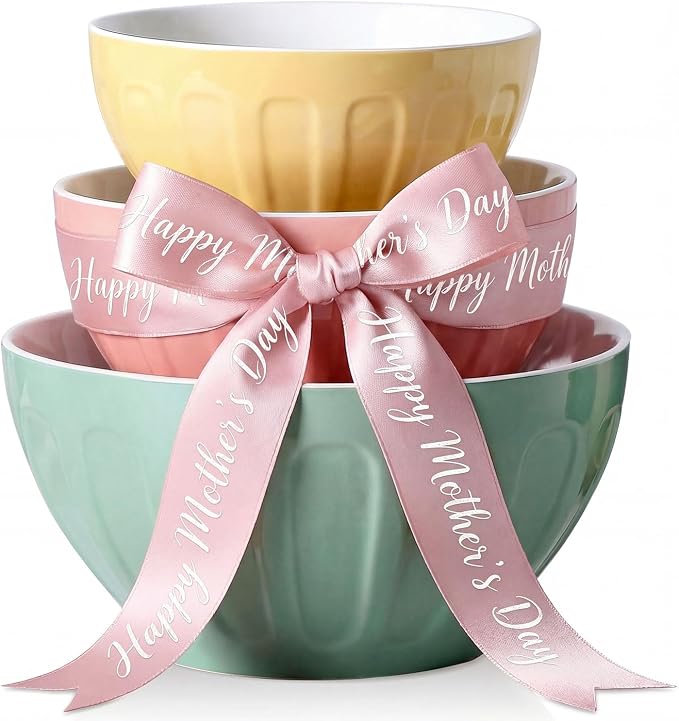 Lareina Ceramic Mixing Bowls Set of 3, Large Nesting Bowls by Lareina