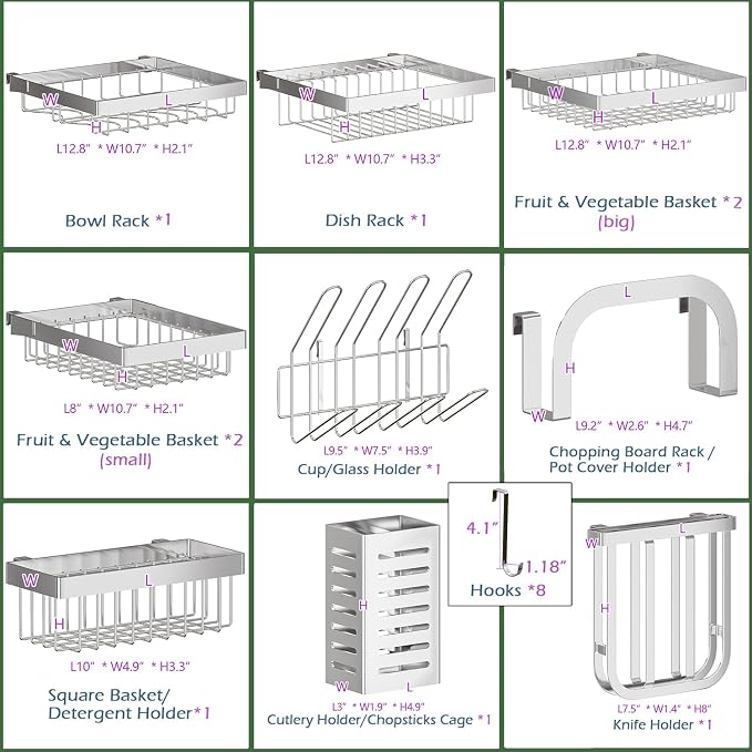 PUSDON Over Sink Dish Drying Rack Stainless Steel, Adjustable Large Dish Drainer - Image 4