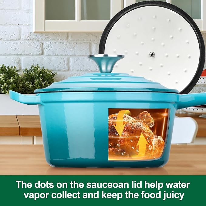HaSteeL 2 QT Cast Iron Saucepan, Mini Enamel dutch oven - Image 5