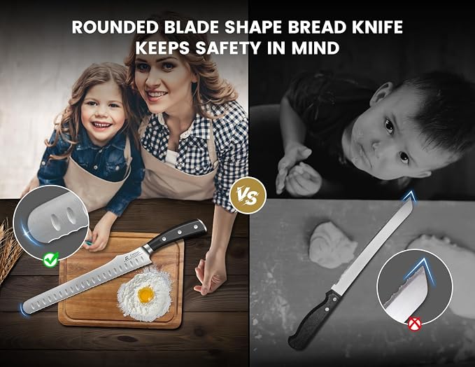 CoquusAid Bread Knife for Homemade Bread, 10.6 Inch Multifunction Serrated Knife - Image 3