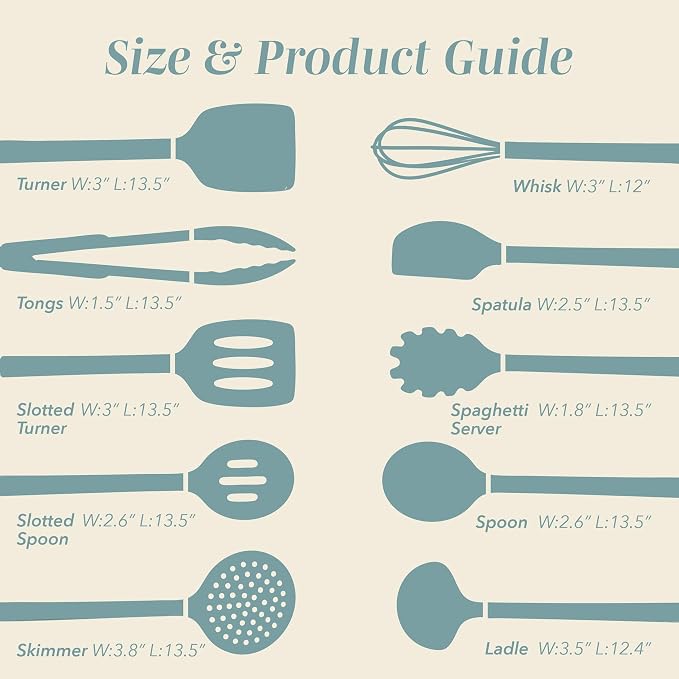 COOK WITH COLOR Silicone Cooking Utensils, Kitchen Utensil Set, Cooking Utensils - Image 6
