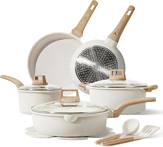CAROTE 14 Pcs Pots and Pans Set Nonstick, Cookware Set Kitchen Cooking Set by CAROTE