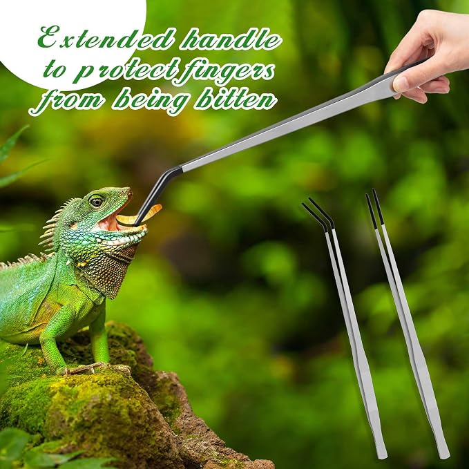 Lasnten 2 Pcs Extra Long Stainless Steel Reptile Feeding Tongs - Image 3